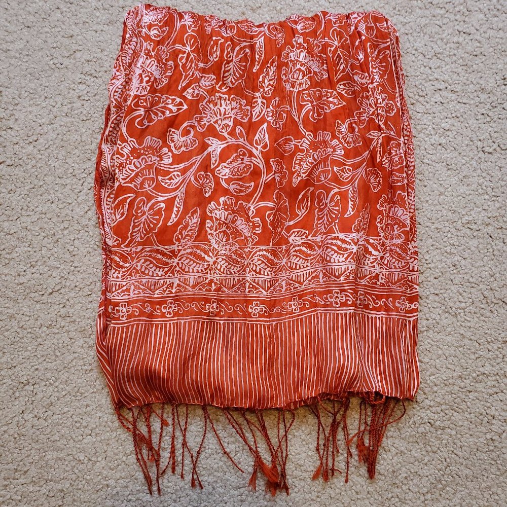 Orange Pattern Silk Scarf